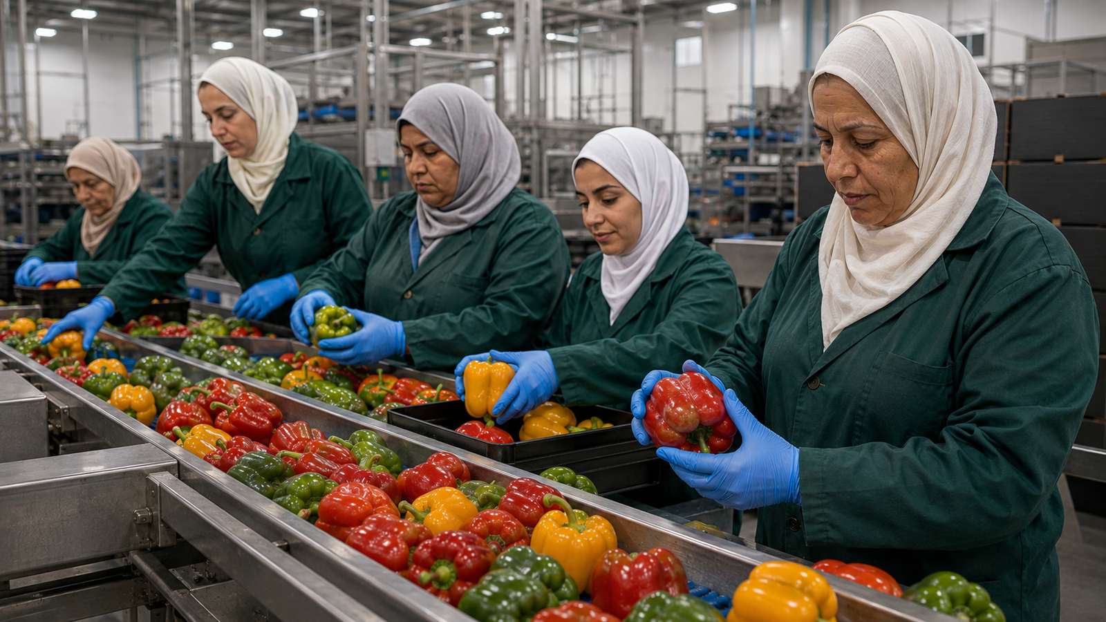 Rawdat Elhana fresh produce sorting and packing team